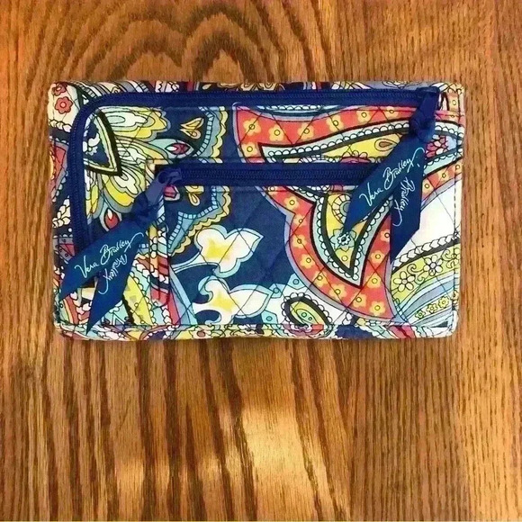 Vera Bradley, Paisley Print Wallet, White/Blue/Yellow, Red, 8”x4.5” - Picture 8 of 8